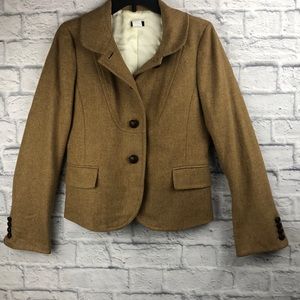 J Crew Walnut Tan Size 8 Wool Button Down Jacket